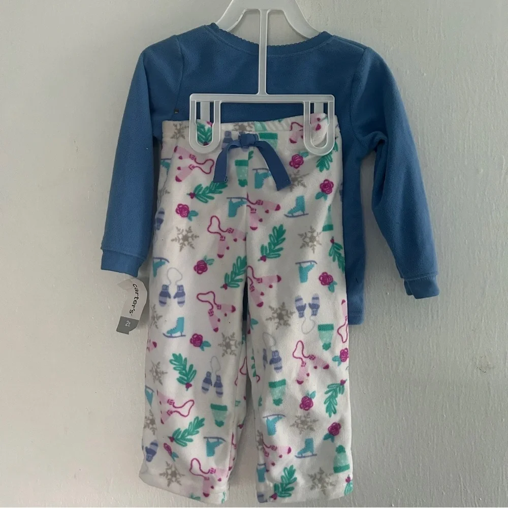 NWT Carters 2pc Snowman Fleece Toddler Girl Set 2T/2  Blue Purple*